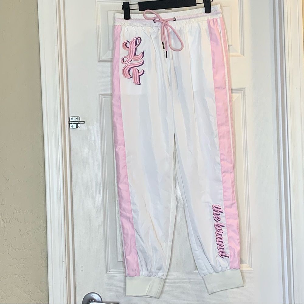 LF THE BRAND White and Pink Track Pants Joggers Size Medium